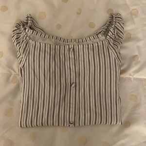 Abercrombie Kids Striped Short Sleeve Cinched-Waist Top